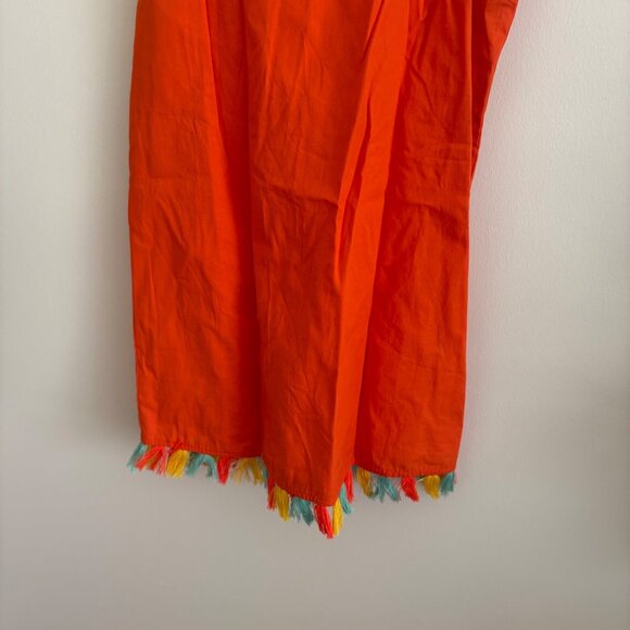 Anthropologie Sleeveless Fringe Tank Square Neck Mini Dress Orange NWT Sz S - Picture 4 of 9